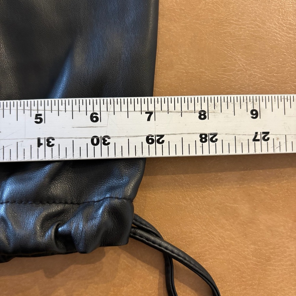 Zara NWT Women Faux Leather Jogger Pants Black Elastic Waist Drawstring Small - Picture 6 of 10